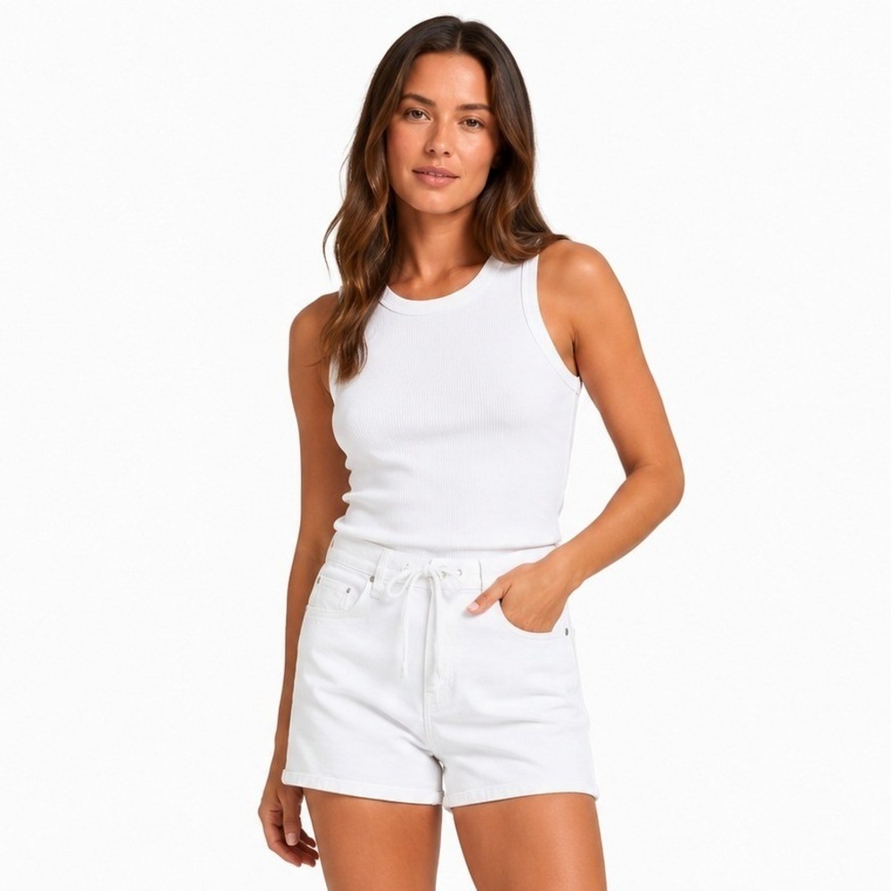 Kut from the Kloth Holly High Rise Shorts Optic‎ White Womens 8 NEW